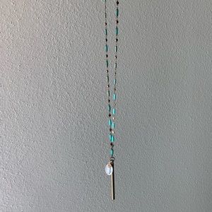 Rustic Blue beaded necklace with whistle charm